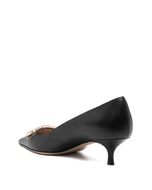 Ferragamo Brown Lara Leather Pumps With Maxi Gancini Buckle Shoes