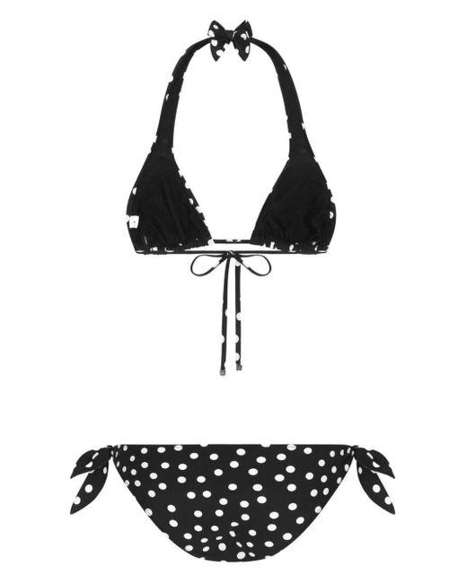 Dolce & Gabbana Black Polka Dot Bikini Set