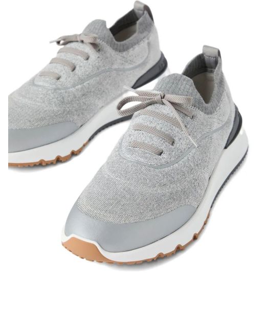 Brunello Cucinelli White Knitted Runners for men