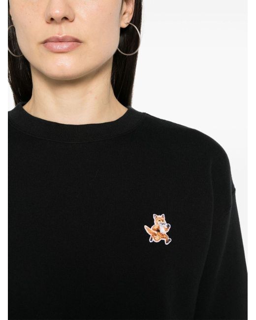 Maison Kitsuné Black Sweatshirt With Fox Patch