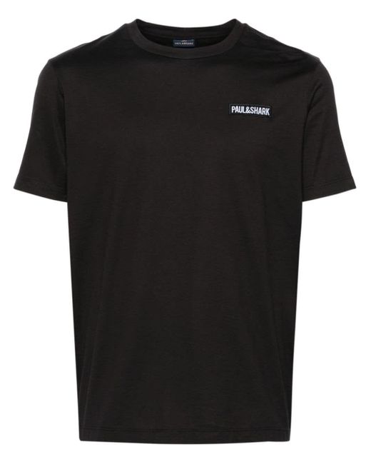 Paul & Shark Black Embroidered Logo T-shirt Clothing for men