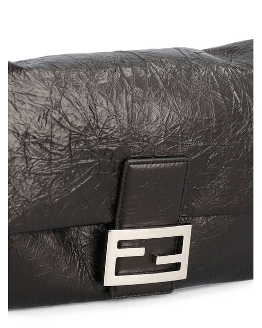 Fendi Baguette® Soft Medium In Black Crackled Leather