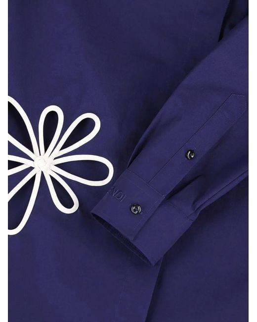 Fendi Blue Camicia Popeline