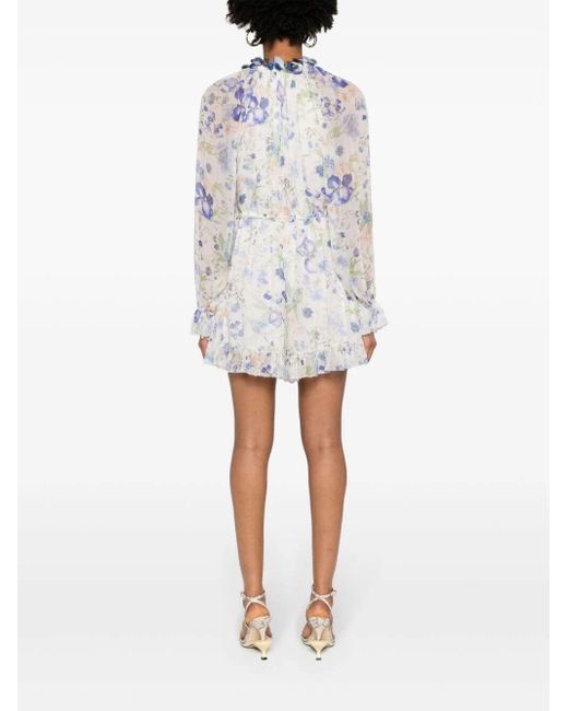 Zimmermann White Floral Print Playsuit