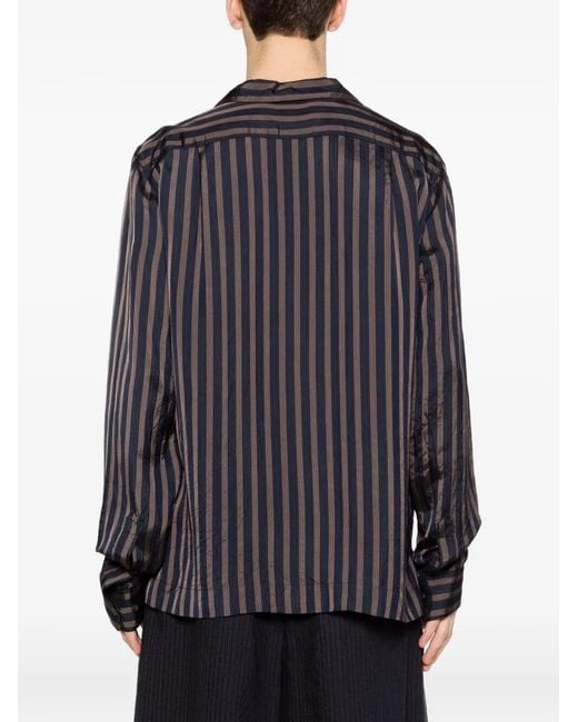 Dries Van Noten Black Carly Striped Cupro Shirt for men
