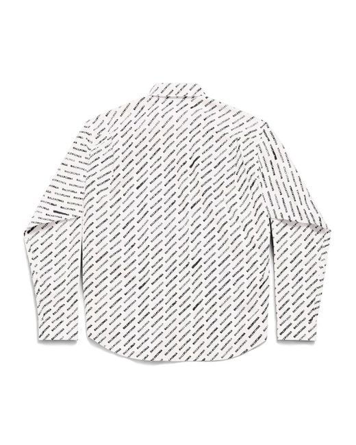 Balenciaga White Stencil Logo-print Shirt for men