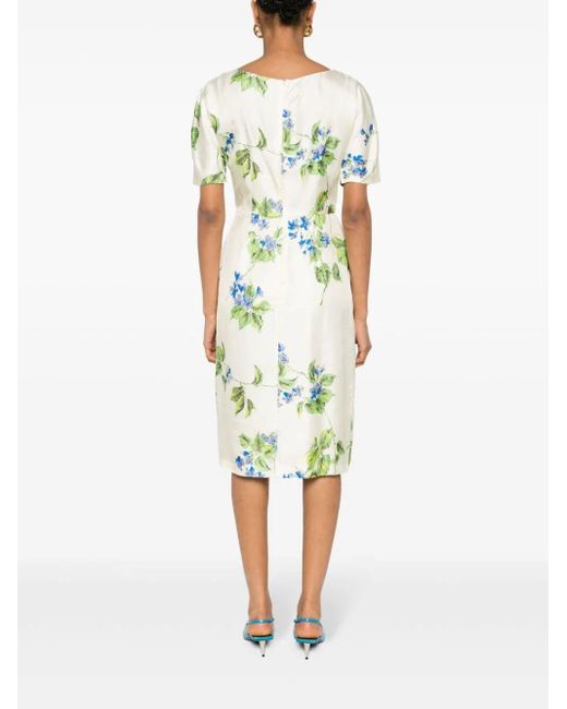 Prada Green Floral-Print Twill Dress