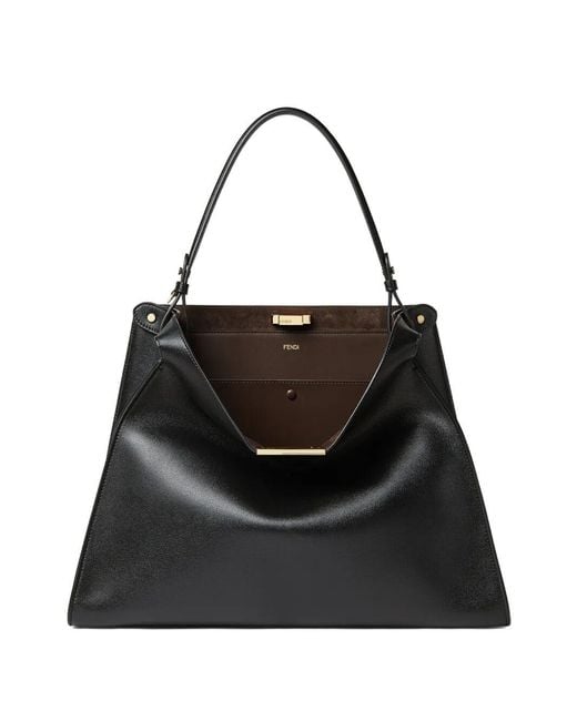 Fendi Black Way Large Leather And Suede Bag