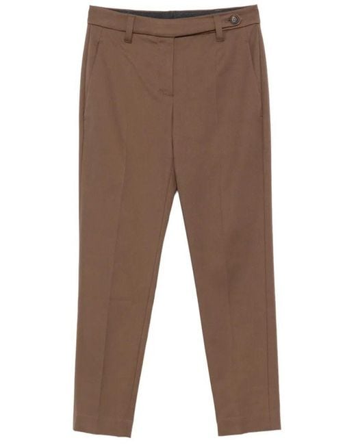 Brunello Cucinelli Brown Cotton Pants With Tapered Leg