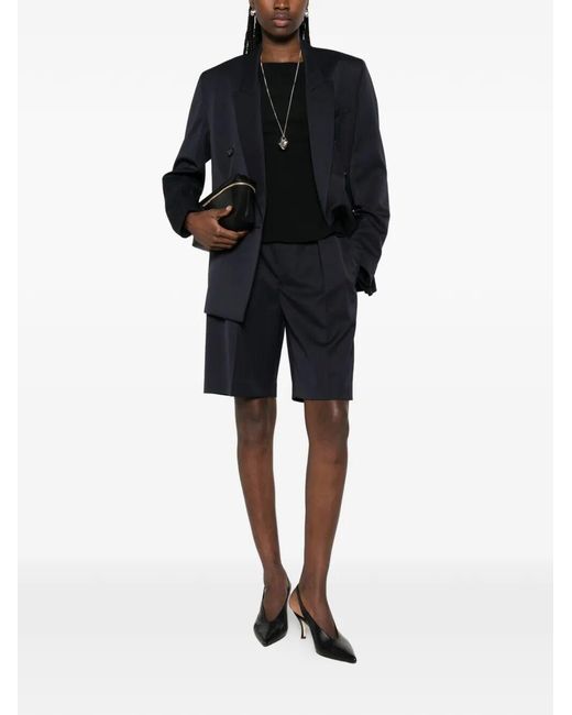 Victoria Beckham Blue Double-Breasted Wool Tailored Jacket