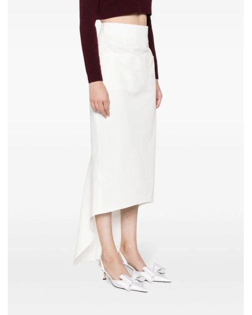 Prada White Fluted Midi Skirt