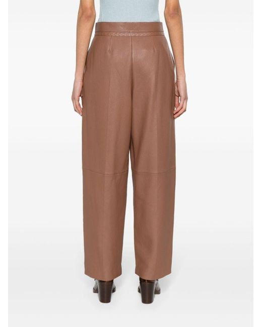 Fendi Brown Leather Trousers For