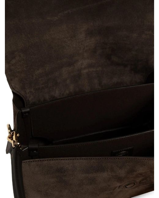 Tod's Black Small Flap T Timeless Suede Bag