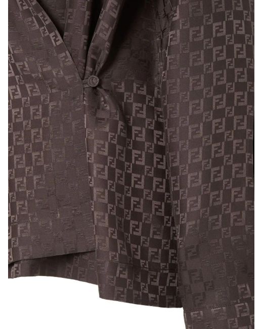 Fendi Brown Silk Ff Jacquard Shirt
