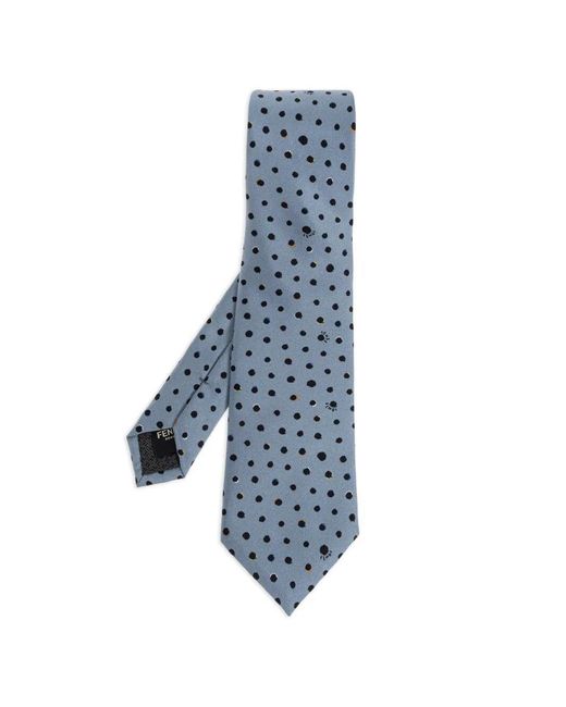 Fendi Blue Falena Micro Dots Pattern Silk Tie for men