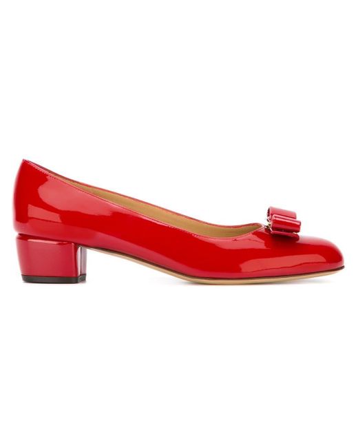 Ferragamo Leather Vara Bow Pumps in Red - Save 50% - Lyst