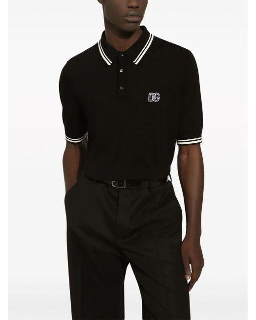 Dolce & Gabbana Black Short-Sleeved Polo-Shirt for men