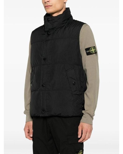 Stone Island Black Wind-Resistant Down Vest With Water-Repellent Treatment for men