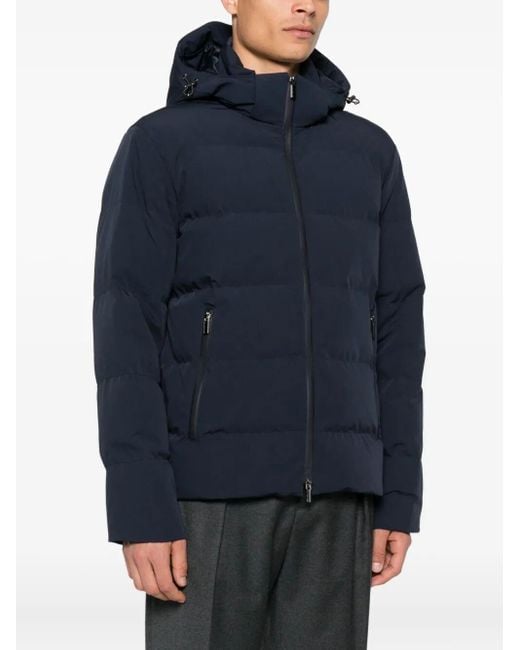 Paul & Shark Blue Hooded Quilted Jacket for men