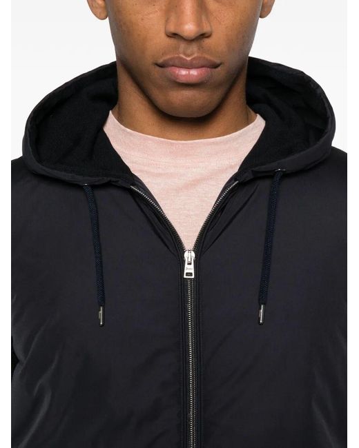 Herno Blue Piqué Knit And Nylon Jacket for men