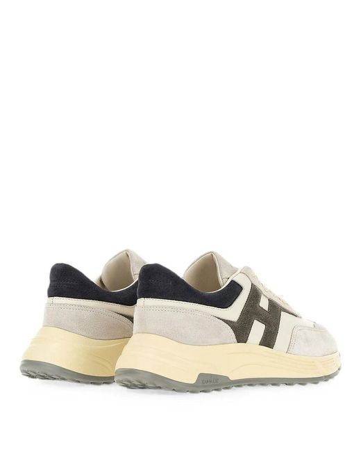 Hogan White Color Block Sneakers for men