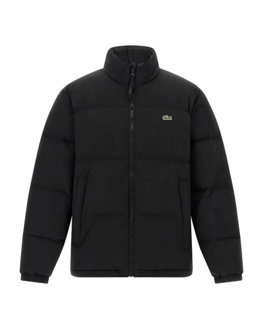 Lacoste Black Water-Repellent Down Jacket With Packable Hood for men