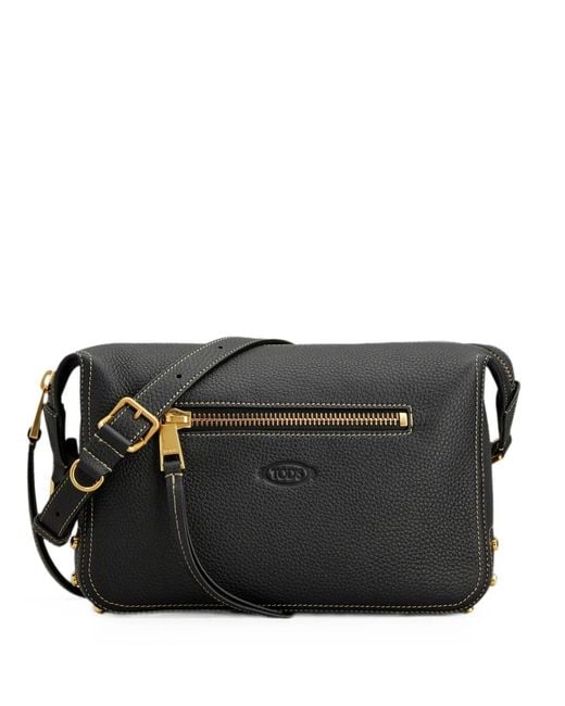 Tod's Black Mini Metal Dots Leather Shoulder Bag