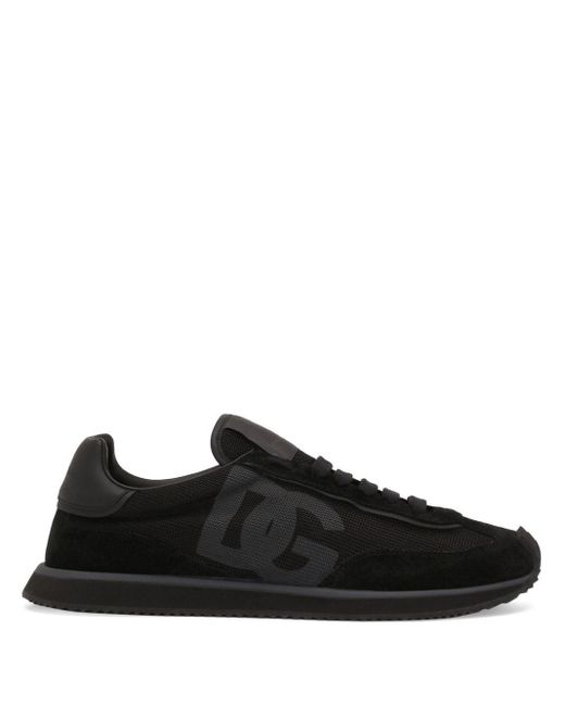 Dolce & Gabbana Black Suede And Mesh Dg Cushion Sneakers for men