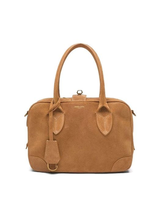 Golden Goose Deluxe Brand Brown Vita Suede Bag With Gold Details