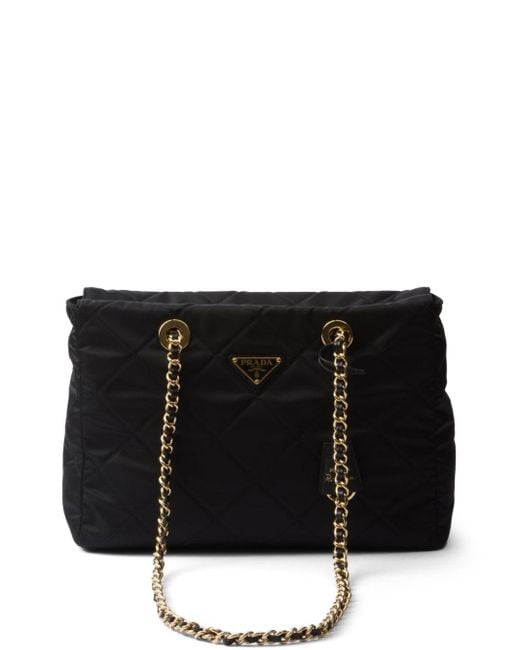 Prada Black Re-Edition 1995 Chaãne Medium Re-Nylon Tote Bag
