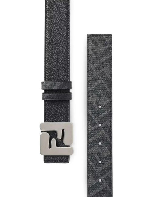 Fendi White Ff Square Reversible Belt for men