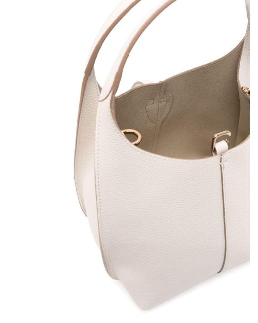 Tod's Gray Mini T Timeless Grained Leather Shoulder Bags