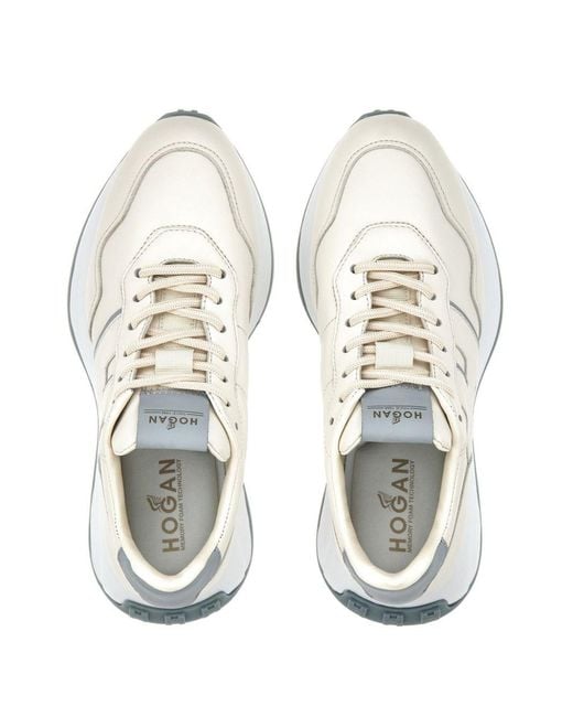 Hogan White Retro-Inspired Leather Sneakers With Memory Foam