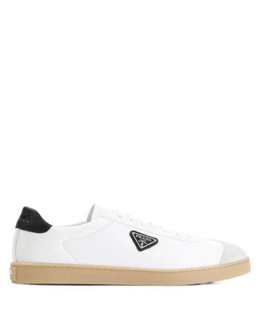 Prada White Calf Leather Sneakers for men