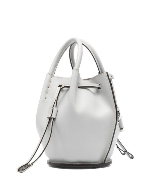 Tod's Gray Logo-Charm Leather Mini Bucket Bags