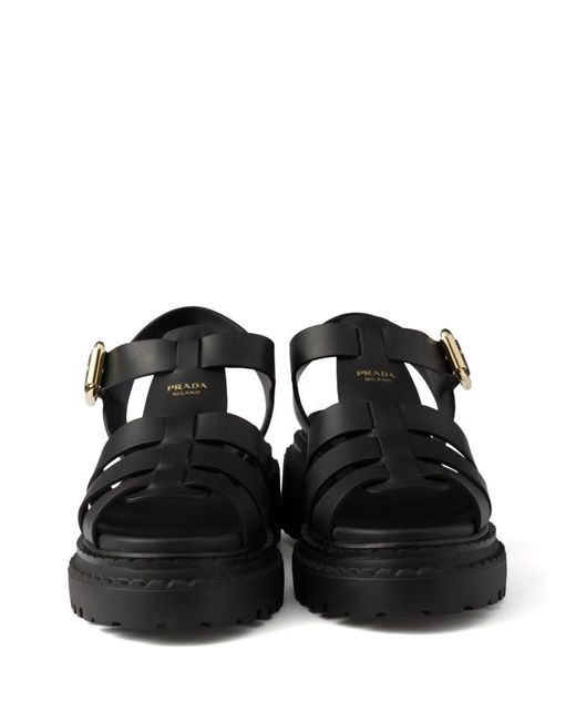 Prada Black Cage Sandals