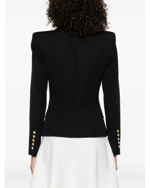 Balmain Black Double-Breasted Wool Fitted Jacket