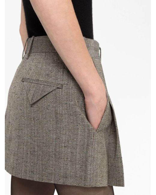 Bottega Veneta Gray Mini Pleated Skirt
