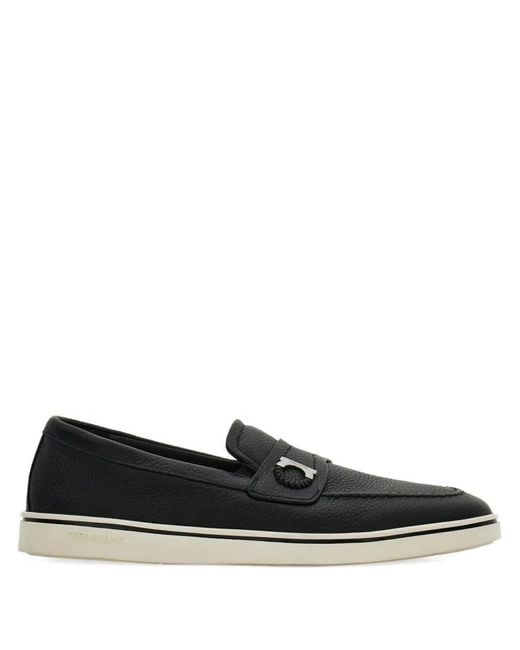 Ferragamo Black Leather Loafers for men