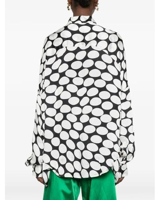 Dries Van Noten White Casia Viscose Shirt With Large Polka Dot-Motif