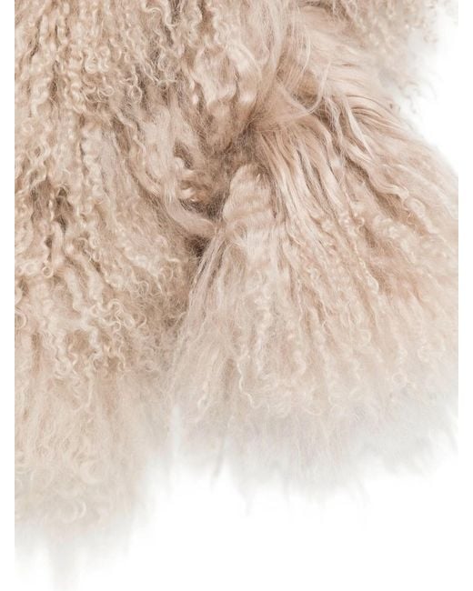 Yves Salomon Natural Long-haired Lamb Fur Scarf