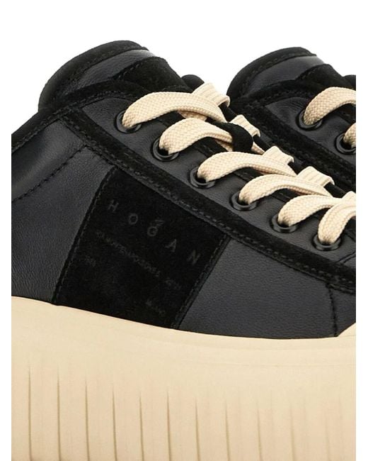 Hogan Black H-Stripes Nappa Leather And Suede Sneakers Shoes