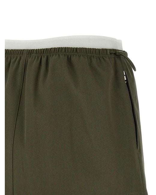 Alexander Wang Green Double-Layer Elastic-Waistband Skirt
