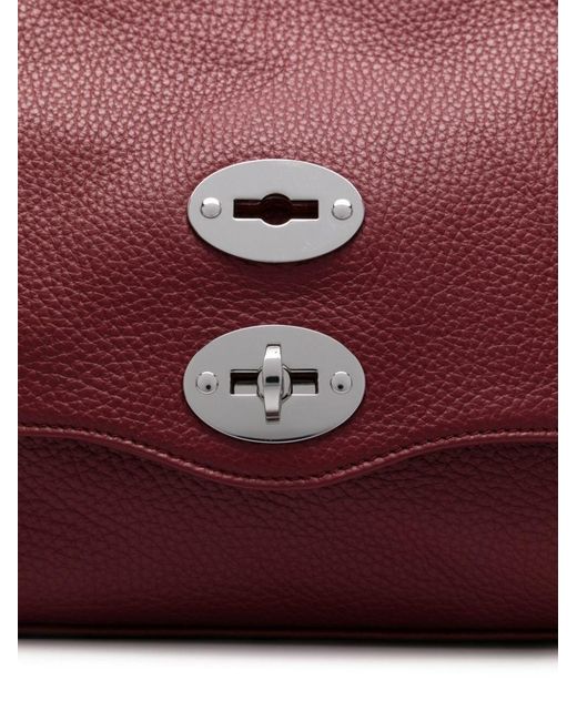 Zanellato Red Tumbled Leather Small Postina Daily Giorno Bag