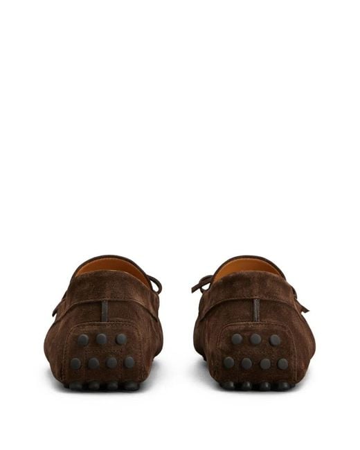 Tod's Brown Gommino Suede Loafers With Lace Shoes for men