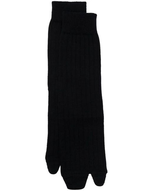 Maison Margiela Black Jersey-Wool Tabi Crew-Length Socks Clothing