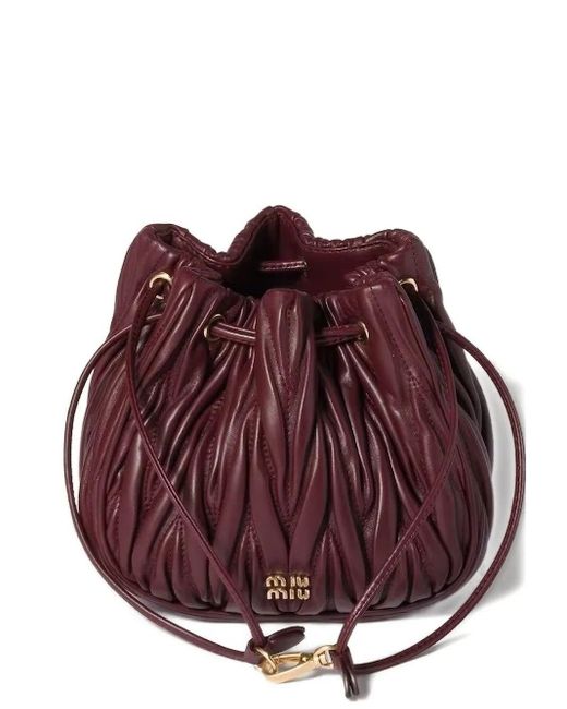 Miu Miu Red Matelassã Nappa Leather Pouch