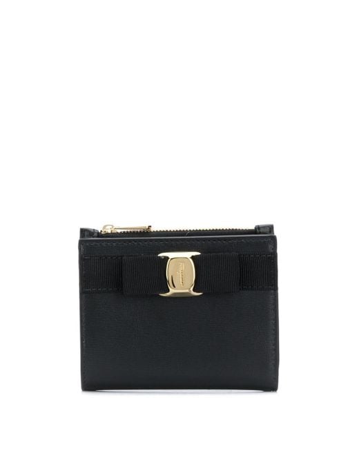Ferragamo Black Vara Bow Compact Wallet