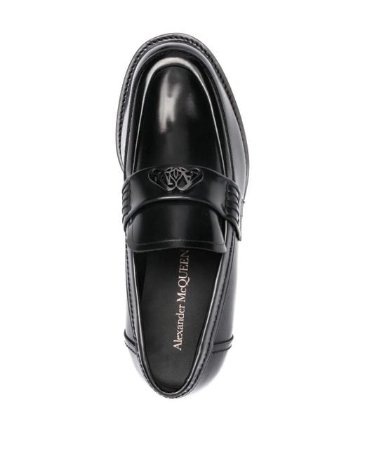 Alexander McQueen Black Seal Leather Loafers for men