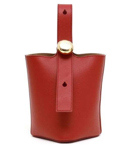 【関税&送料込】Loewe Red Leather Mini Pebble Bucket Bag Loewe Smooth Leather Mini Pebble Bucket Bags in Red | Lyst